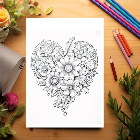Carte de colorat pentru relaxare si antistres, 50 de ilustratii, Valentines Day Heart - Volumul II, 106 pagini [3]