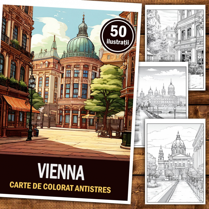Carte de colorat pentru relaxare si antistres, 50 de ilustratii, Vienna, 106 pagini [2]