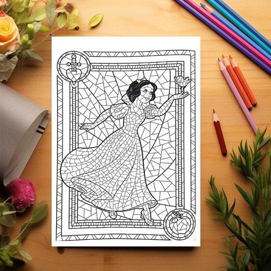 Carte de colorat pentru relaxare si antistres, 50 de ilustratii, Vitralii Disney, 106 pagini [3]