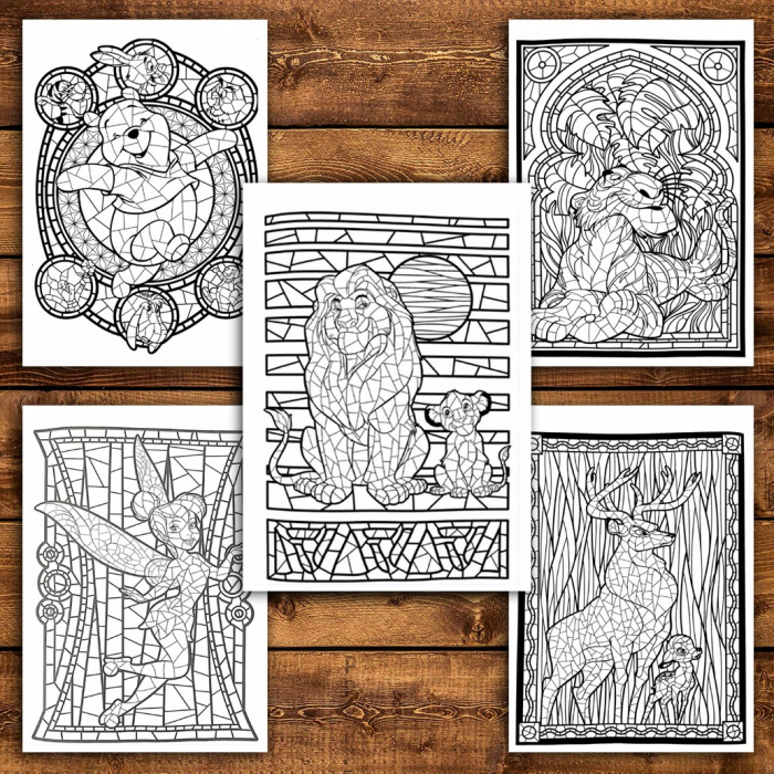 Carte de colorat pentru relaxare si antistres, 50 de ilustratii, Vitralii Disney, 106 pagini [5]
