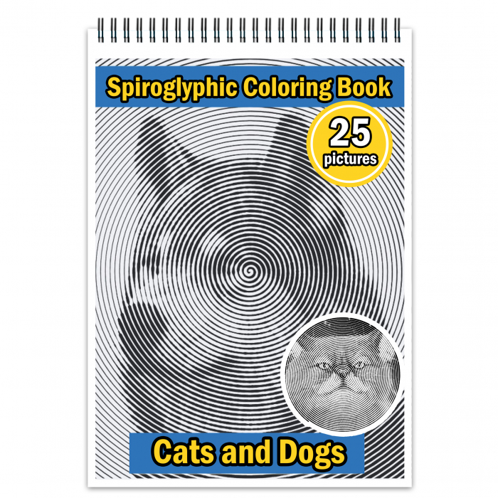 Carte de colorat stil Spiroglyphic, 25 de ilustratii Cats and Dogs, 56 pagini [1]