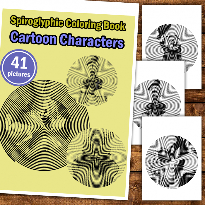 Carte de colorat stil Spiroglyphic, 41 de ilustratii Cartoon Characters, 88 pagini [2]
