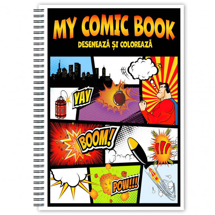 Carte de desenat stil comic book, 50 de pagini diferite, Coloreaza-ti propriul Comic Book, 100 pagini [2]