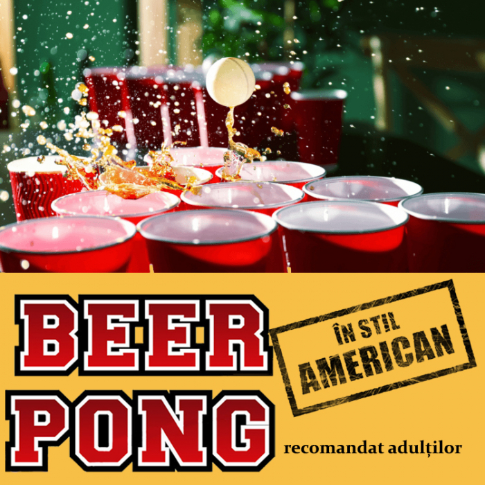 Joc de baut Beer Pong in stil American, pentru petreceri, 12 pahare cu 2 mingi si regulament [3]