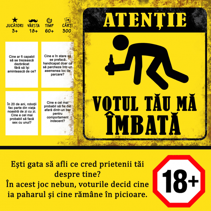 Joc de carti pentru petreceri - Votul tau ma imbata, limba romana, 300 intrebari, pentru 3-20 jucatori [2]