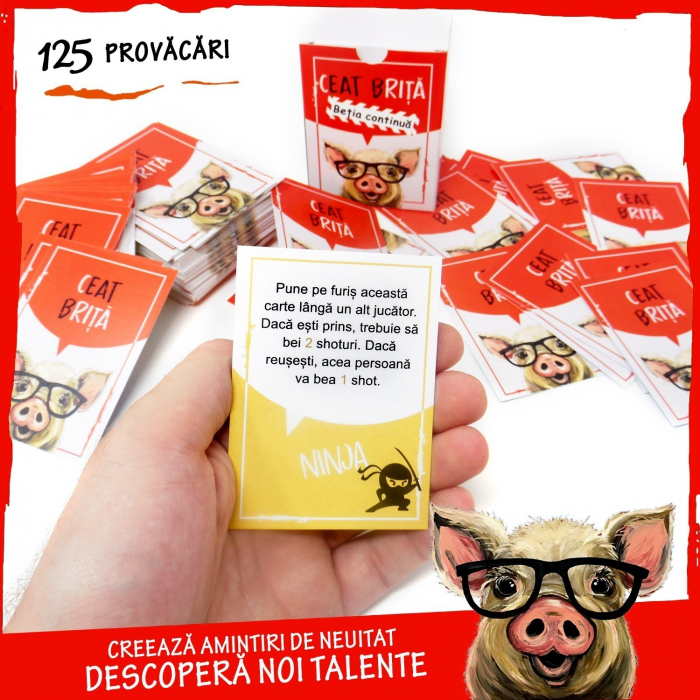 Ceat Brita - Betia continua, joc de carti pentru petreceri. Limba romana - 125 de carti de joc cu provocari haioase [6]