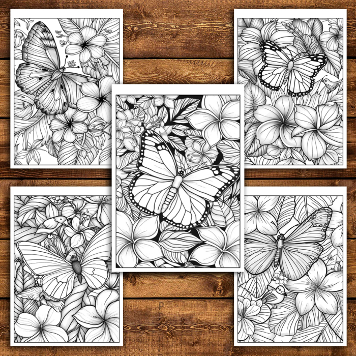 Martisor de colorat, 40 de ilustratii format A5, carte de colorat cu spira metalica, model: Fluturasi cu Flori [4]