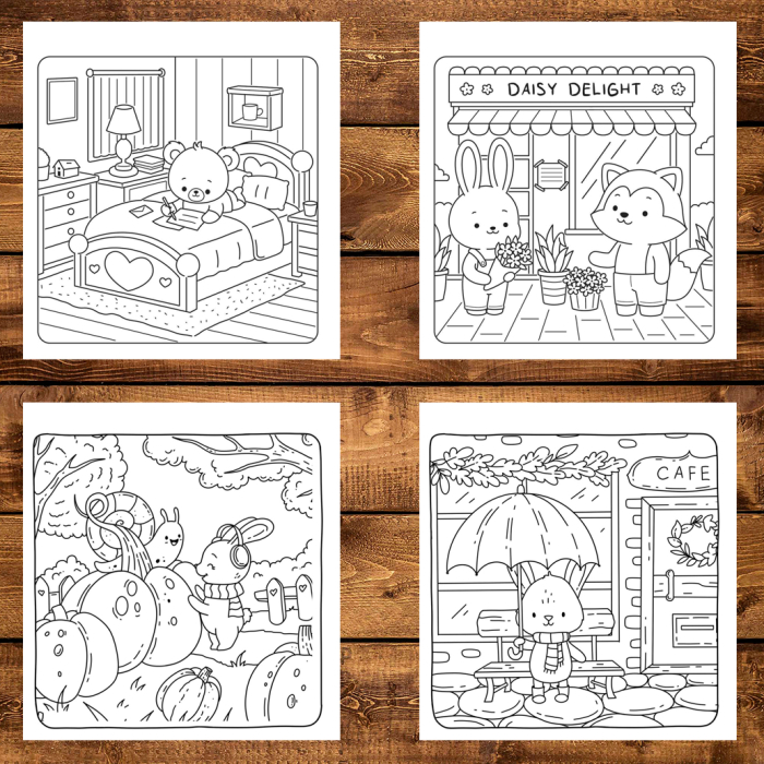 Martisor de colorat, 40 de ilustratii format A5, carte de colorat cu spira metalica, model: Fuzzy Friends [5]