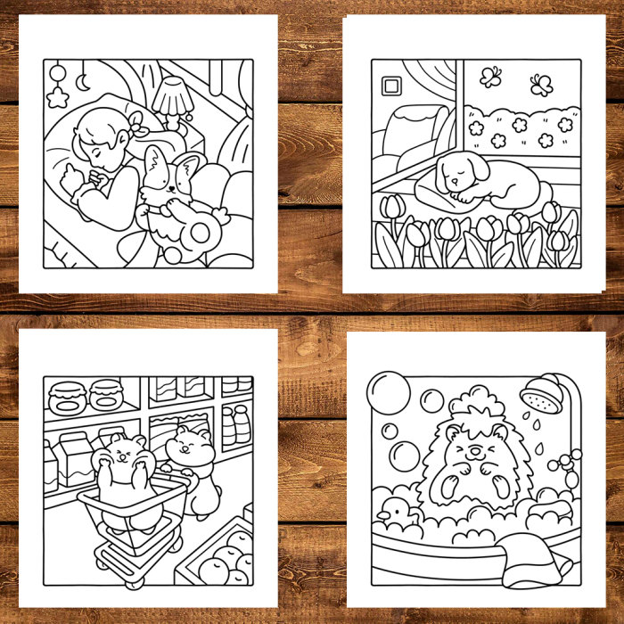 Martisor de colorat, 40 de ilustratii format A5, carte de colorat cu spira metalica, model: Pet Moments [4]