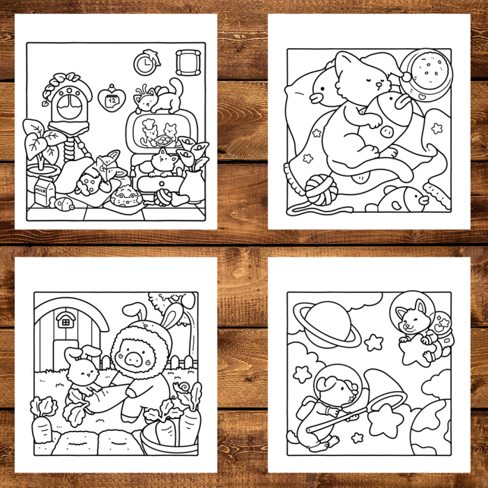 Martisor de colorat, 40 de ilustratii format A5, carte de colorat cu spira metalica, model: Pet Moments [5]