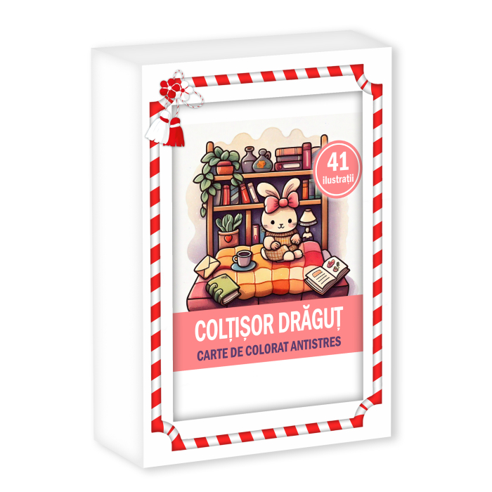 Martisor de colorat, 41 de ilustratii format A6 in cutie cu tematica de primavara, model: Coltisor Dragut [1]