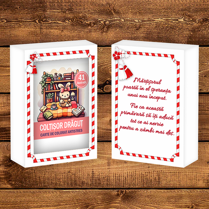 Martisor de colorat, 41 de ilustratii format A6 in cutie cu tematica de primavara, model: Coltisor Dragut [2]
