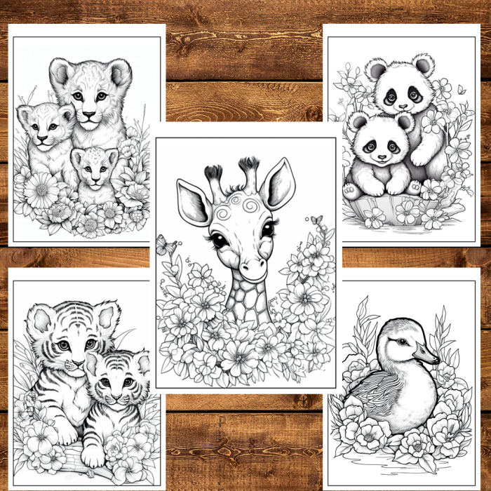 Martisor de colorat, 50 de ilustratii format A5, carte de colorat cu spira metalica, model: Animale Dragute [5]