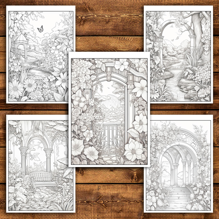 Martisor de colorat, 50 de ilustratii format A5, carte de colorat cu spira metalica, model: Gradini de Primavara [4]