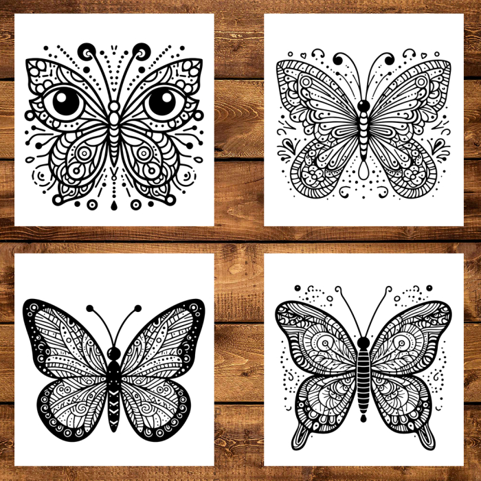 Martisor de colorat, 50 de ilustratii format A5, carte de colorat cu spira metalica, model: Mandale cu Fluturasi [5]