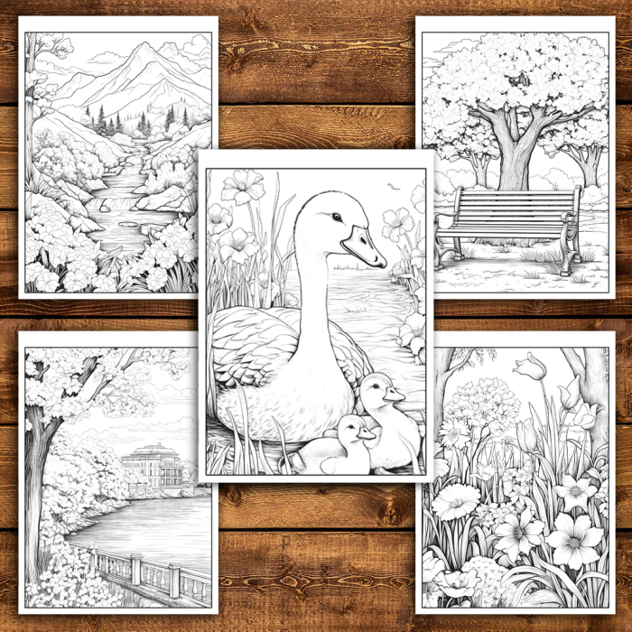 Martisor de colorat, 50 de ilustratii format A5, carte de colorat cu spira metalica, model: Primavara [4]