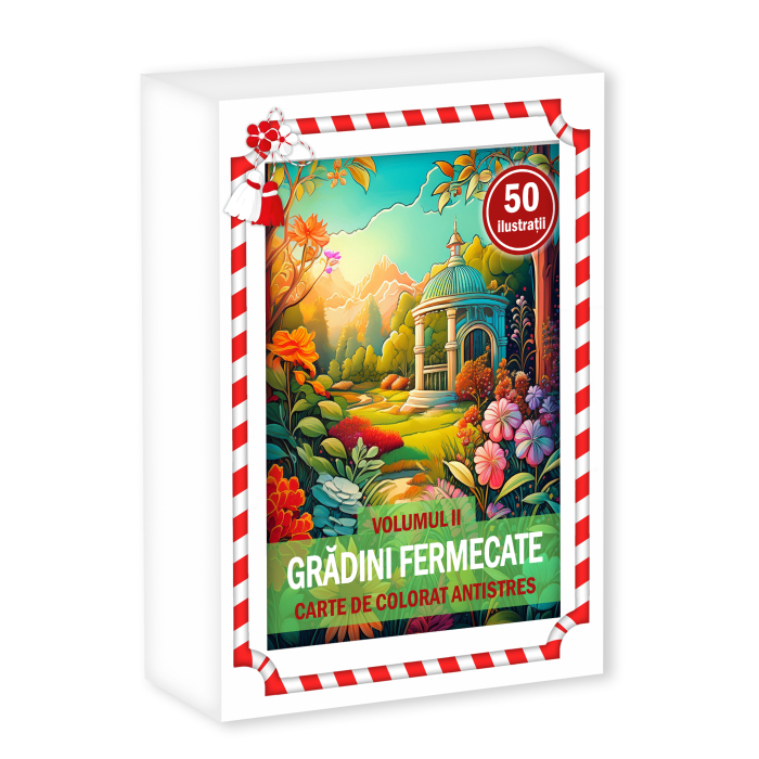 Martisor de colorat, 50 de ilustratii format A6 in cutie cu tematica de primavara, model: Gradini de Primavara [1]