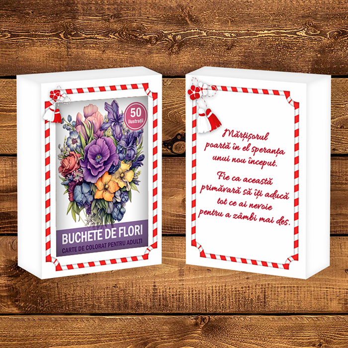 Martisor de colorat, 50 de ilustratii format A6 in cutie cu tematica de primavara, model: Lalele [2]