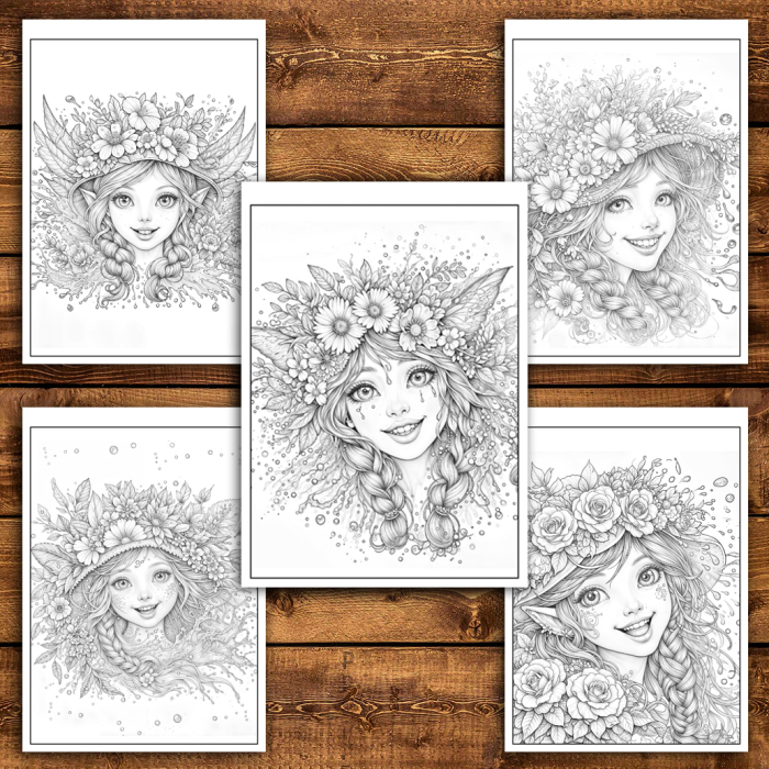 Martisor de colorat, 50 de ilustratii format A6 in cutie cu tematica de primavara, model: Portrete cu Zane [4]