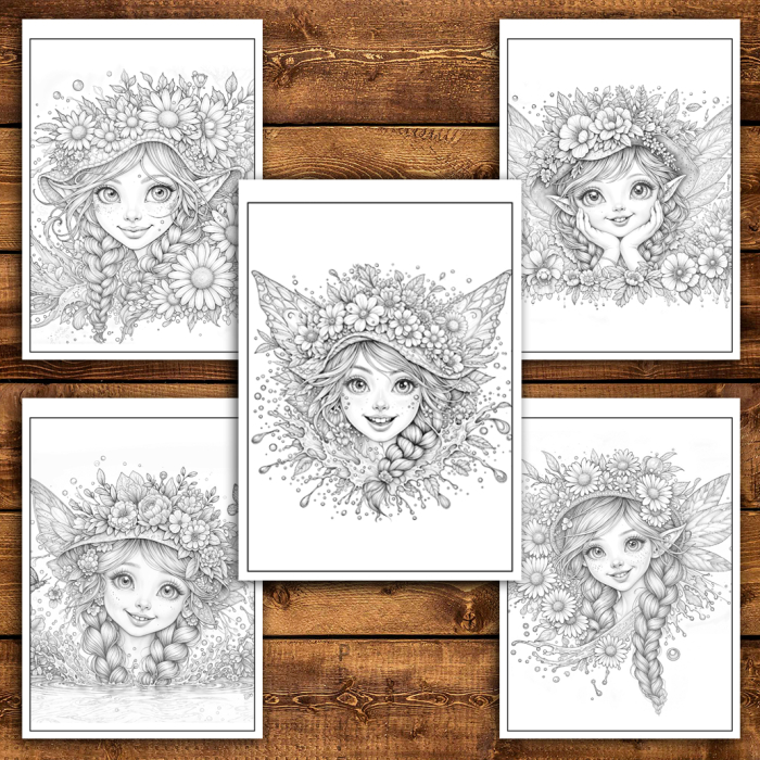 Martisor de colorat, 50 de ilustratii format A6 in cutie cu tematica de primavara, model: Portrete cu Zane [3]