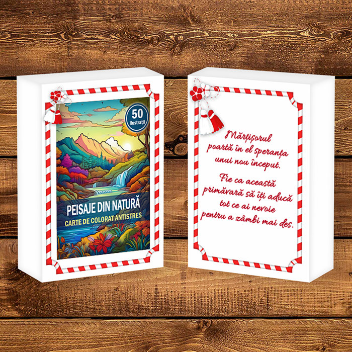 Martisor de colorat, 50 de ilustratii format A6 in cutie cu tematica de primavara, model: Primavara in Natura [2]