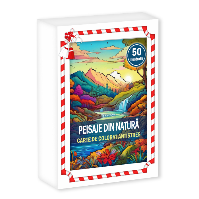 Martisor de colorat, 50 de ilustratii format A6 in cutie cu tematica de primavara, model: Primavara in Natura [1]