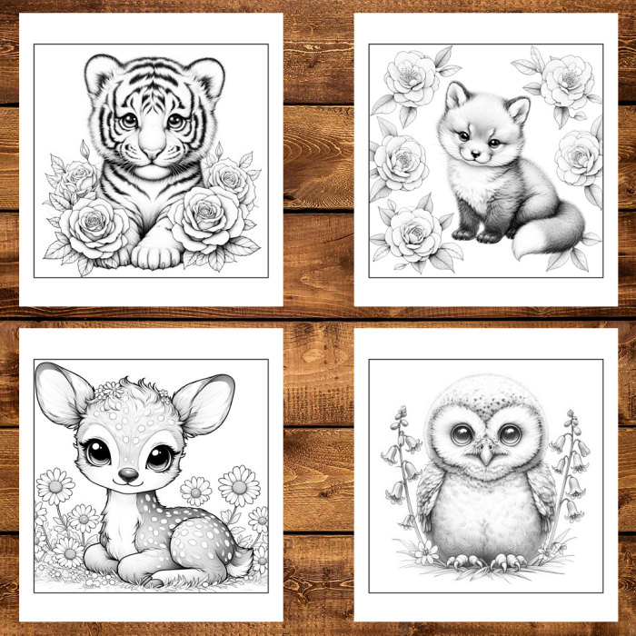 Martisor de colorat, 50 de ilustratii format A6 in cutie cu tematica de primavara, model: Puiuti Draguti [4]