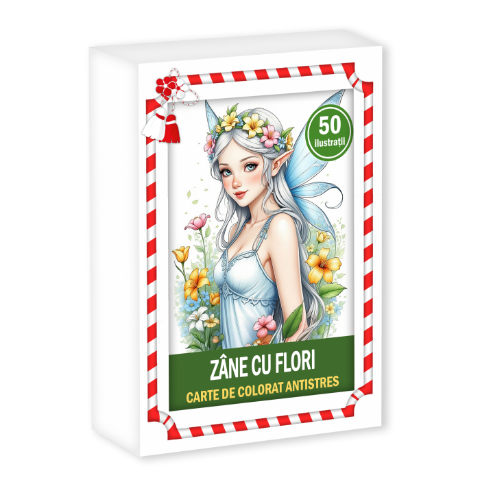 Martisor de colorat, 50 de ilustratii format A6 in cutie cu tematica de primavara, model: Zane de Primavara [1]