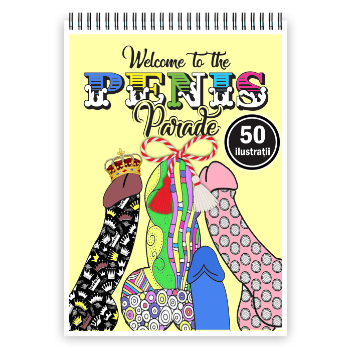 Martisor de colorat haios, 50 de ilustratii format A5, carte de colorat cu spira metalica, model: Parada P [1]