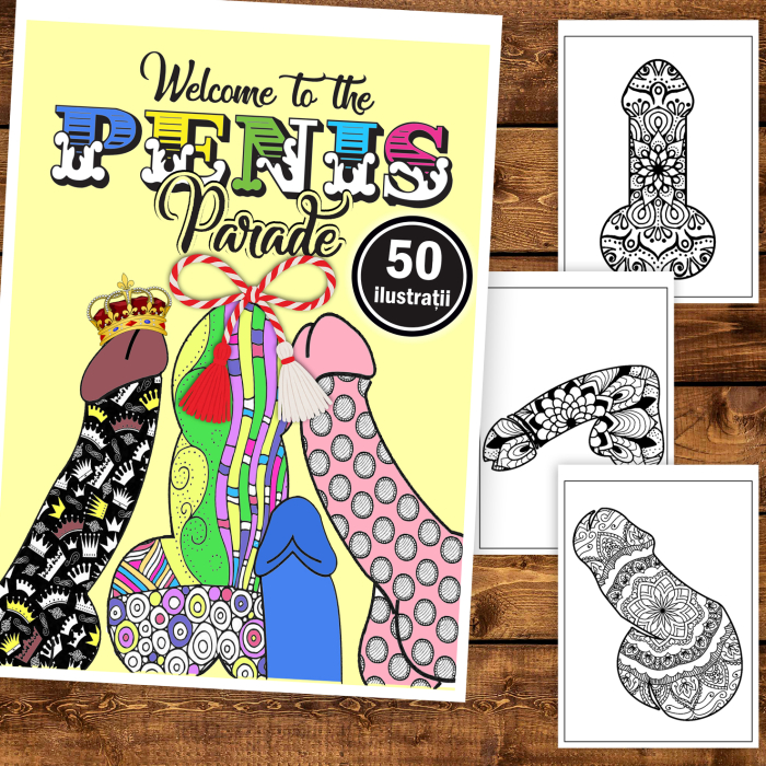 Martisor de colorat haios, 50 de ilustratii format A5, carte de colorat cu spira metalica, model: Parada P [2]