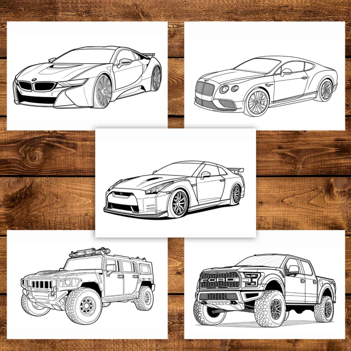 Martisor de colorat pentru baieti, 50 de ilustratii format A5, carte de colorat cu spira metalica, model: Supermasini [4]