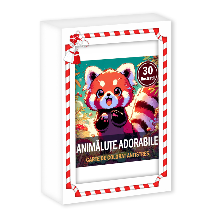 Martisor de colorat pentru copii, 30 de ilustratii format A6 in cutie cu tematica de primavara, model: Animalute Adorabile [1]