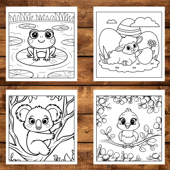 Martisor de colorat pentru copii, 40 de ilustratii format A6 in cutie cu tematica de primavara, model: Animalute Primavara - Volumul IV [4]