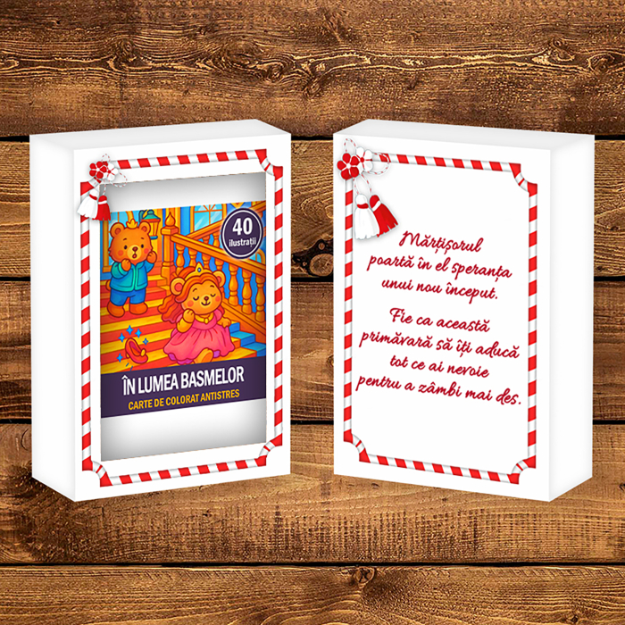 Martisor de colorat pentru copii, 40 de ilustratii format A6 in cutie cu tematica de primavara, model: Lumea Basmelor [2]