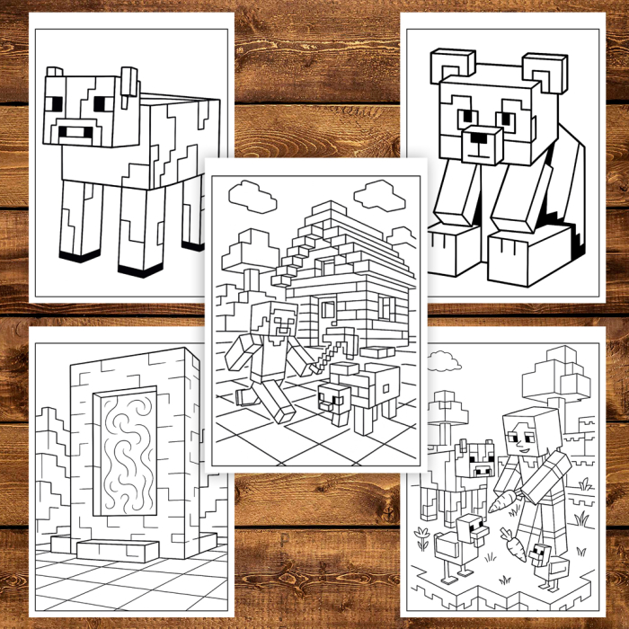 Martisor de colorat pentru copii, 40 de ilustratii format A6 in cutie cu tematica de primavara, model: Minecraft [3]