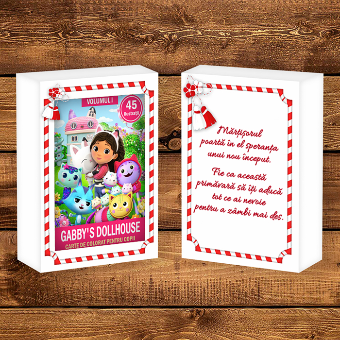 Martisor de colorat pentru copii, 45 de ilustratii format A6 in cutie cu tematica de primavara, model: Gabby's Dollhouse [2]