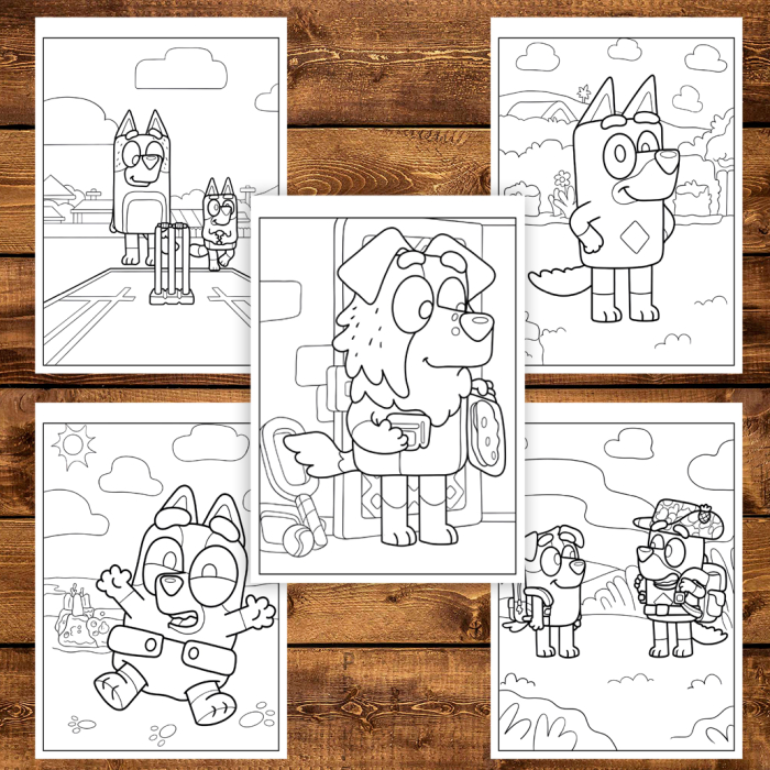 Martisor de colorat pentru copii, 50 de ilustratii format A6 in cutie cu tematica de primavara, model: Bluey [4]