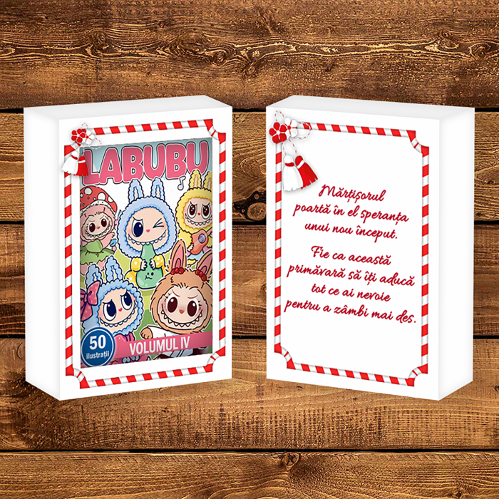 Martisor de colorat pentru copii, 50 de ilustratii format A6 in cutie cu tematica de primavara, model: Labubu [2]