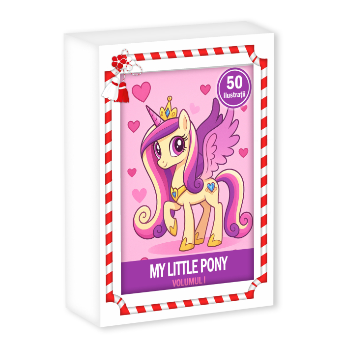 Martisor de colorat pentru copii, 50 de ilustratii format A6 in cutie cu tematica de primavara, model: My Little Pony [1]