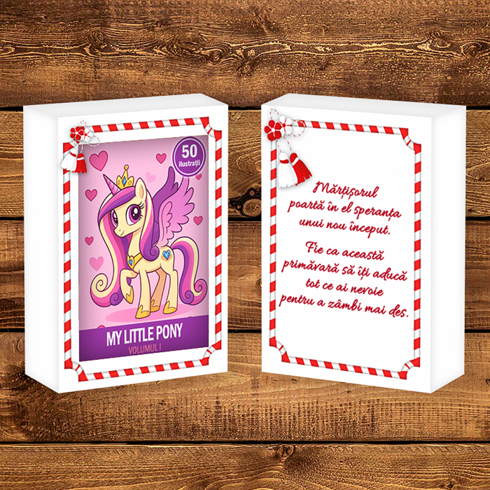 Martisor de colorat pentru copii, 50 de ilustratii format A6 in cutie cu tematica de primavara, model: My Little Pony [2]
