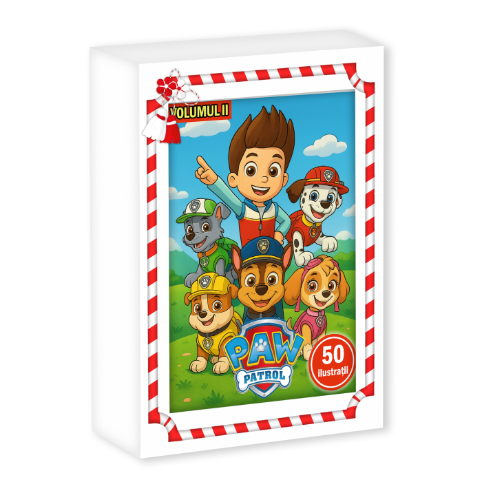 Martisor de colorat pentru copii, 50 de ilustratii format A6 in cutie cu tematica de primavara, model: Paw Patrol [1]
