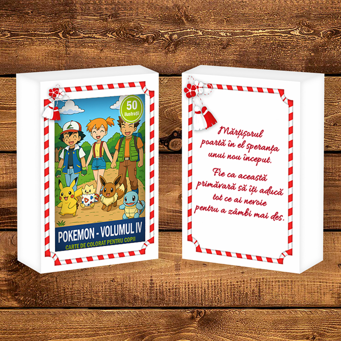 Martisor de colorat pentru copii, 50 de ilustratii format A6 in cutie cu tematica de primavara, model: Pokemon [2]