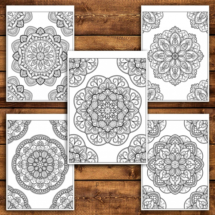 Mega Carte de colorat pentru relaxare si antistres, 100 de ilustratii, Mandale, 206 pagini [4]