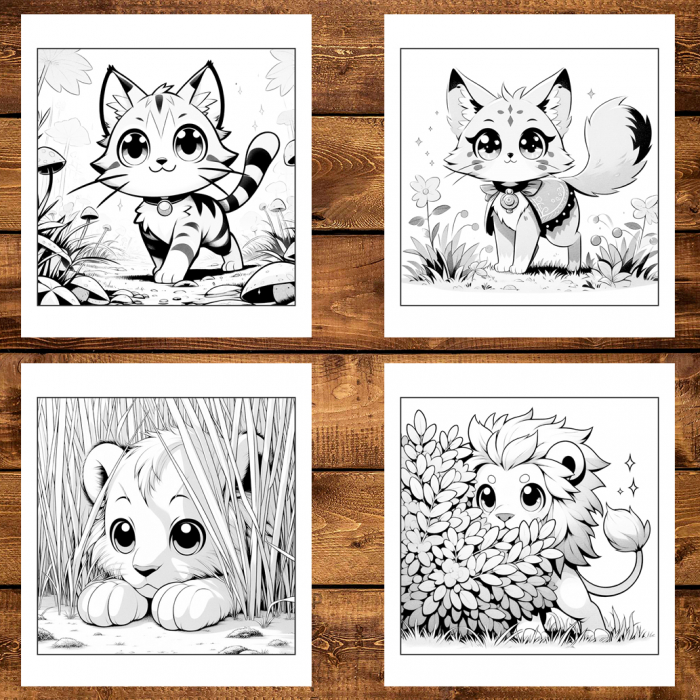 Mega cartea de colorat antistres , 100 de ilustratii Animalute Kawaii, 206 pagini [3]