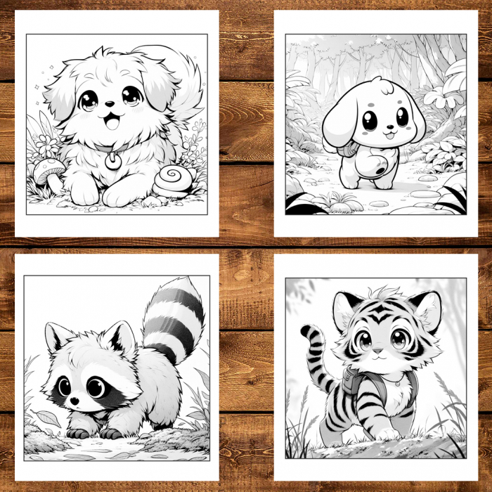 Mega cartea de colorat antistres , 100 de ilustratii Animalute Kawaii, 206 pagini [4]