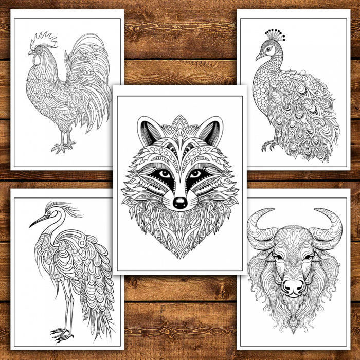 Mega cartea de colorat antistres , 100 de ilustratii cu Animale Mandala, 206 pagini [5]