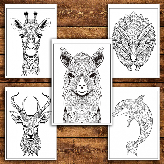 Mega cartea de colorat antistres , 100 de ilustratii cu Animale Mandala, 206 pagini [4]