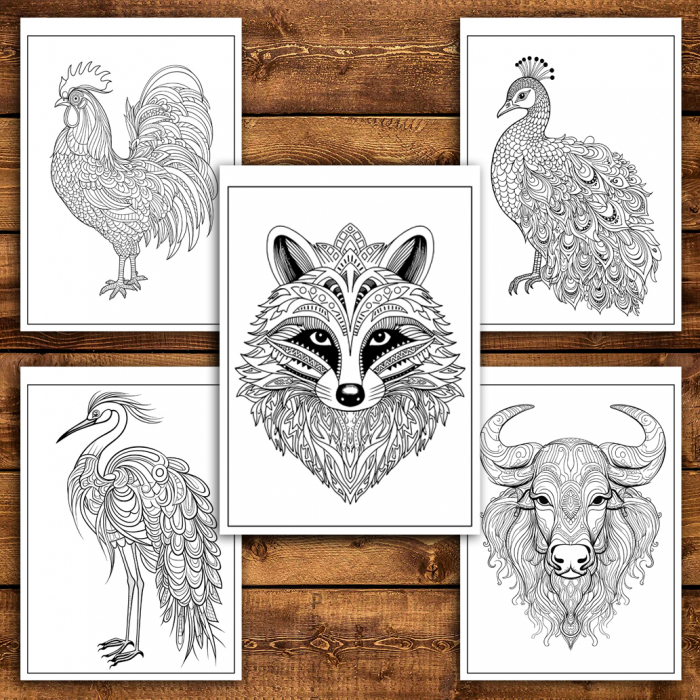 Mega cartea de colorat antistres , 100 de ilustratii cu Animale Mandala, 206 pagini [5]