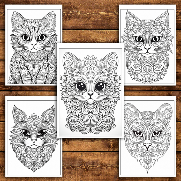 Mega cartea de colorat antistres , 100 de ilustratii cu Pisici Mandala, 206 pagini [4]