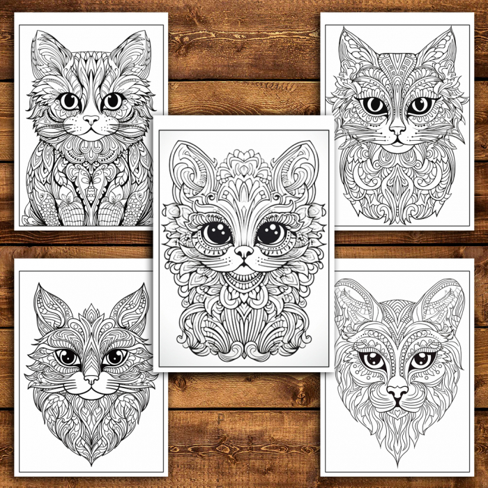 Mega cartea de colorat antistres , 100 de ilustratii cu Pisici Mandala, 206 pagini [4]